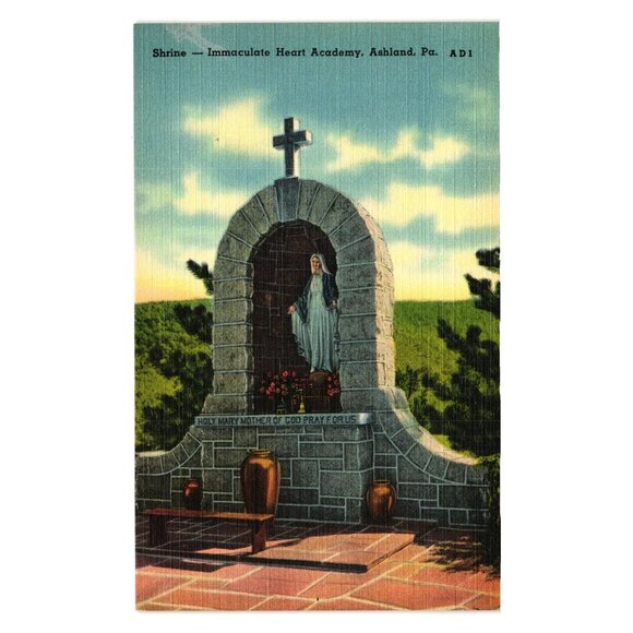 Vintage Postcard Shrine Immaculate Heart Academy Ashland PA Religious Art - Picture 1 of 2